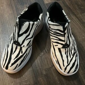Clarks Zebra Pony Hair Leather Slip On Loafers Sneakers Shoes Women's Size 7.5